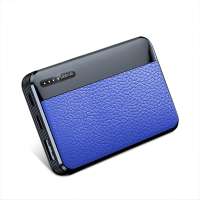 Mini Portable Fast Charging Slim Leather case Mobile Charger 5000Mah Power Bank With Led Light