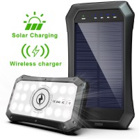 2021 New Arrivals Waterproof Solar Power Bank 15000mAh Dual Usb Li-polymer Solar Travel Battery Charger Wireless Powerbank